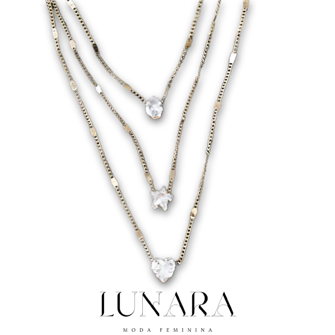 Colar Feminino de Zircônia – Multicamadas e Choker com Pingente Brilhante