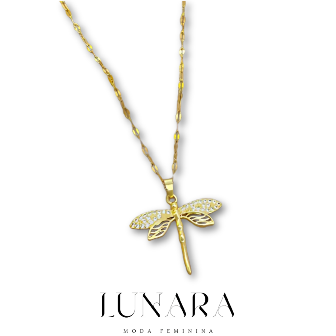 Colar Feminino Dragonfly – Pingente de Libélula em Aço Inoxidável