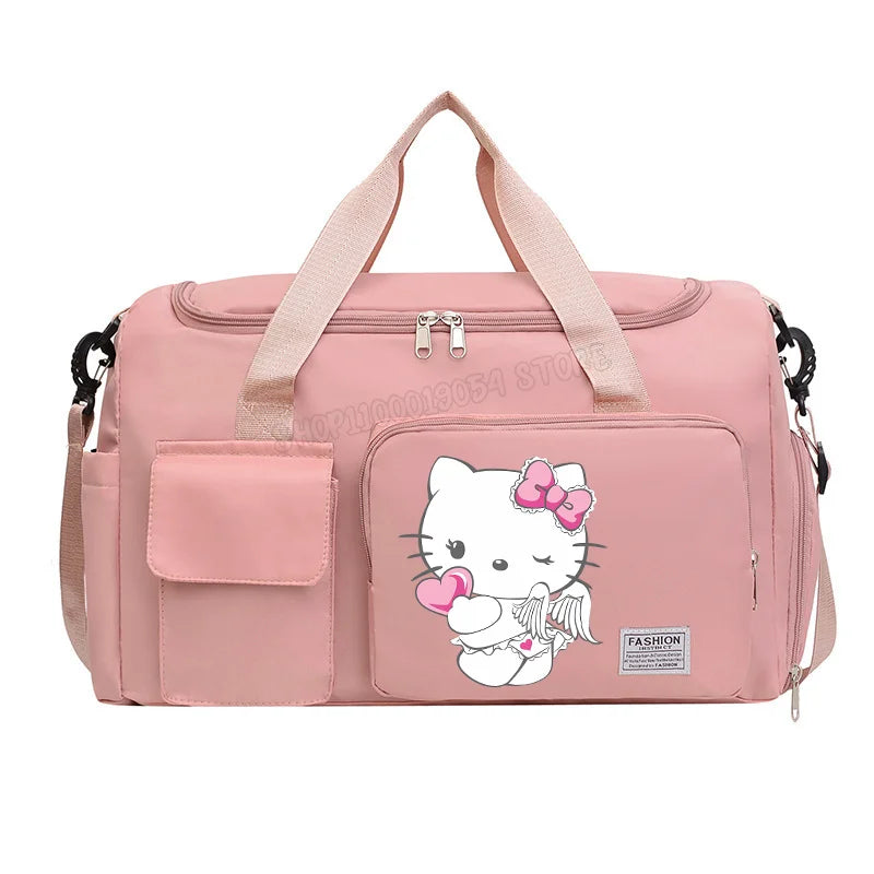 Bolsa de Viagem Hello Kitty – Grande Capacidade com Compartimento para Sapatos