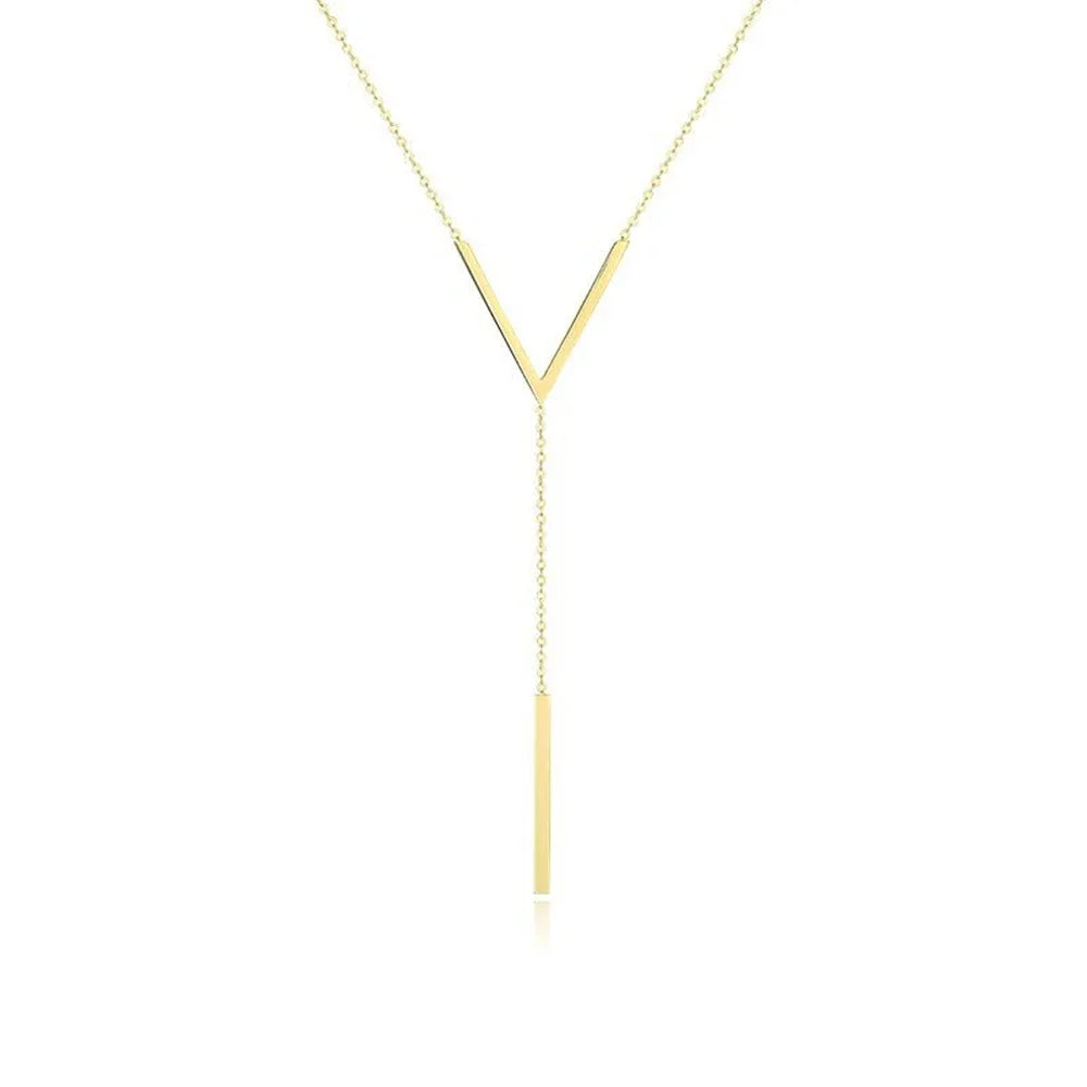 Colar Feminino V-shaped – Cadeia Dourada com Design Elegante