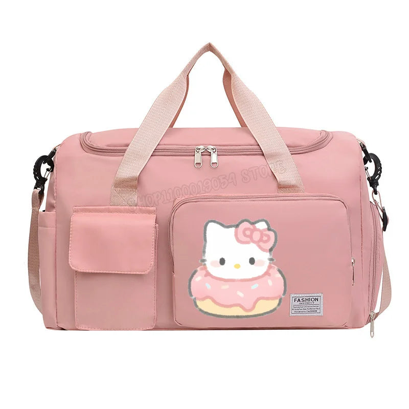 Bolsa de Viagem Hello Kitty – Grande Capacidade com Compartimento para Sapatos