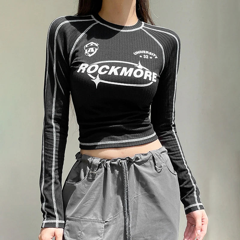 Cropped Manga Longa Street - Estilo Y2K