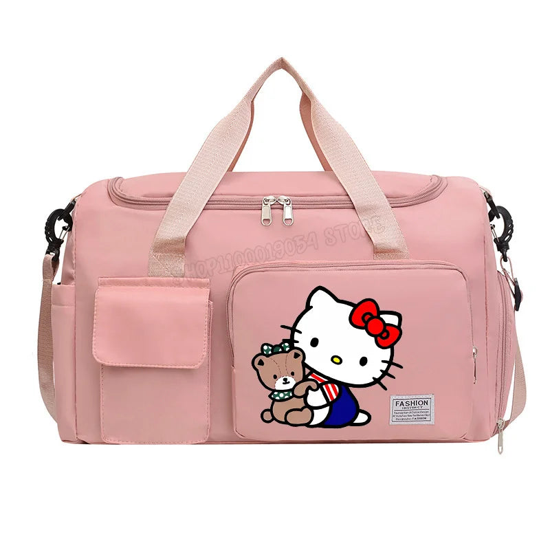 Bolsa de Viagem Hello Kitty – Grande Capacidade com Compartimento para Sapatos