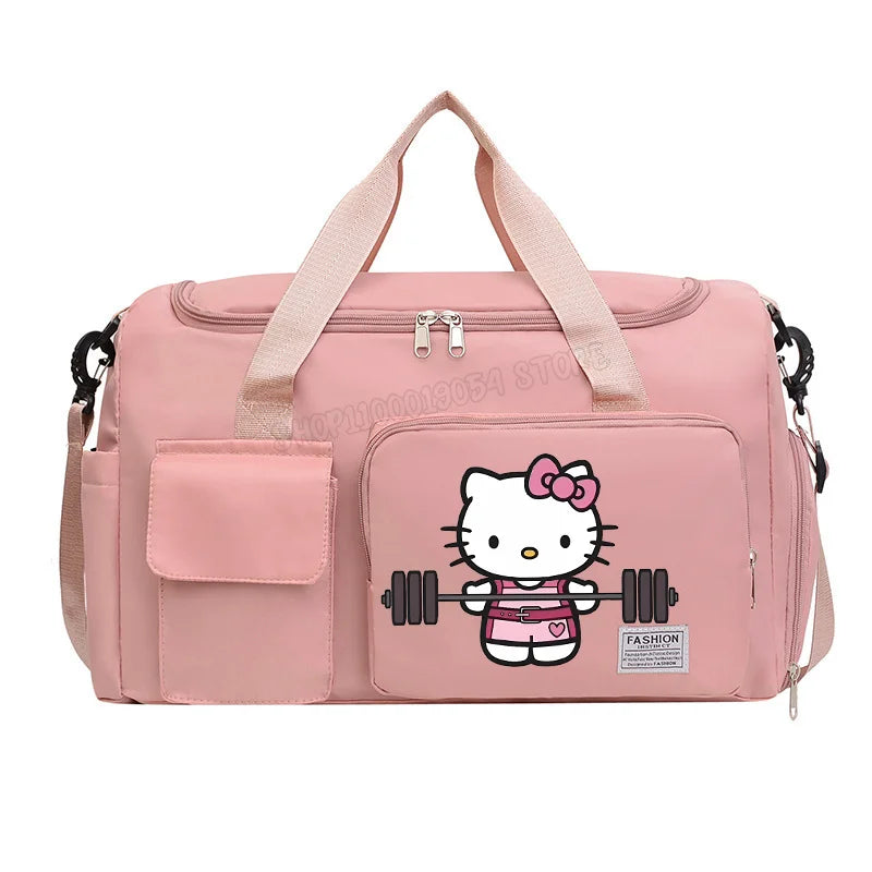 Bolsa de Viagem Hello Kitty – Grande Capacidade com Compartimento para Sapatos