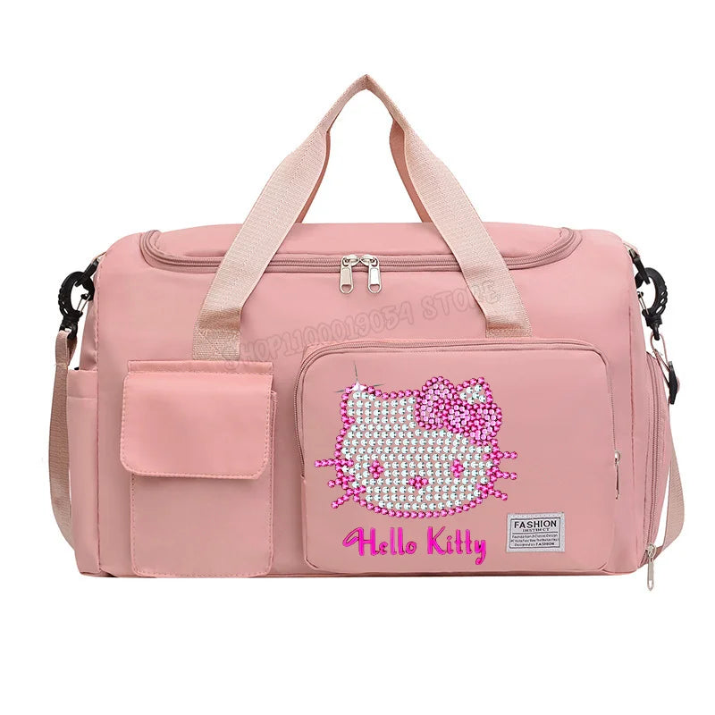 Bolsa de Viagem Hello Kitty – Grande Capacidade com Compartimento para Sapatos