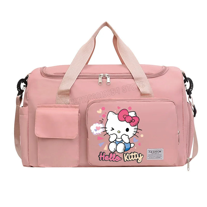 Bolsa de Viagem Hello Kitty – Grande Capacidade com Compartimento para Sapatos