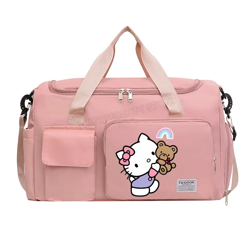 Bolsa de Viagem Hello Kitty – Grande Capacidade com Compartimento para Sapatos