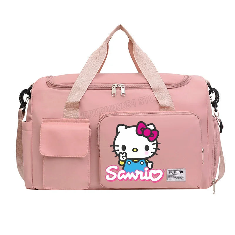 Bolsa de Viagem Hello Kitty – Grande Capacidade com Compartimento para Sapatos