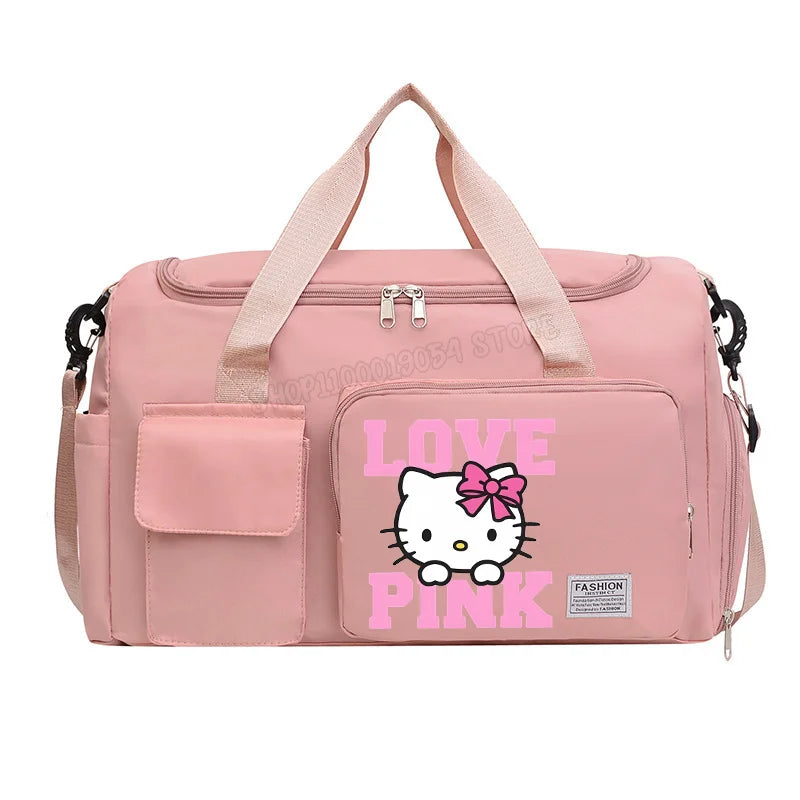 Bolsa de Viagem Hello Kitty – Grande Capacidade com Compartimento para Sapatos