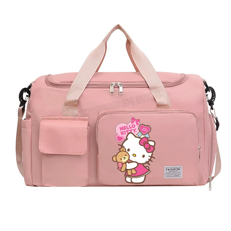Bolsa de Viagem Hello Kitty – Grande Capacidade com Compartimento para Sapatos