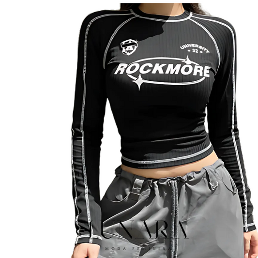 Cropped Manga Longa Street - Estilo Y2K