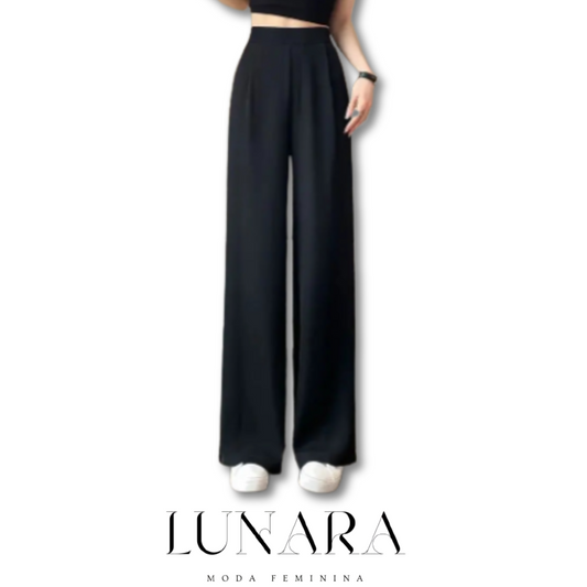 Calça Feminina Pantalona Preta – Alta Cintura e Corte Retilíneo