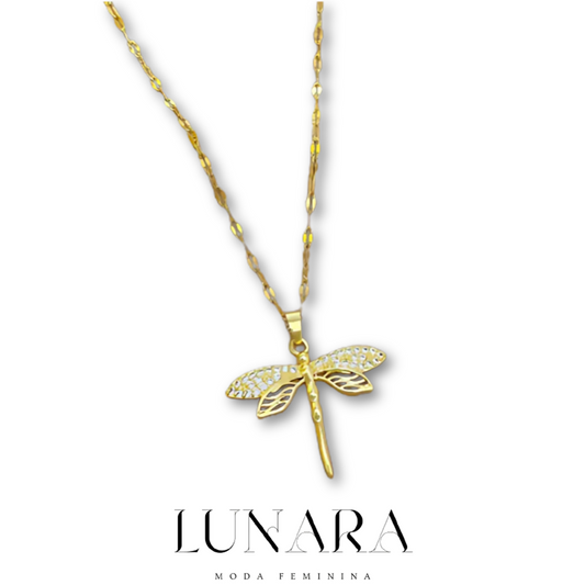Colar Feminino Dragonfly – Pingente de Libélula em Aço Inoxidável