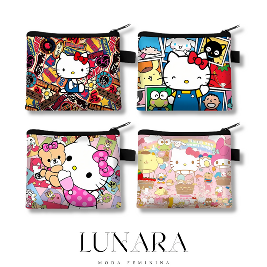 Porta-moedas Hello Kitty com Porta-cartão e Estojo de Chaves