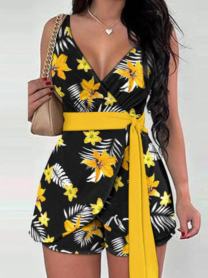 Conjunto Feminino Elegante de Primavera/Verão com Top de Amarração e Shorts