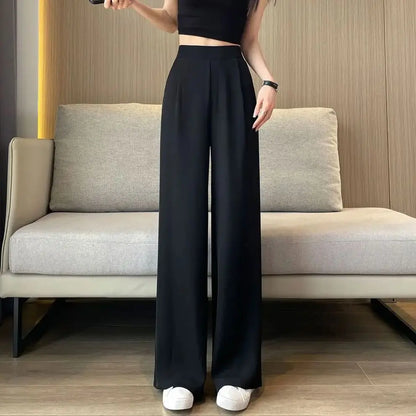 Calça Feminina Pantalona Preta – Alta Cintura e Corte Retilíneo