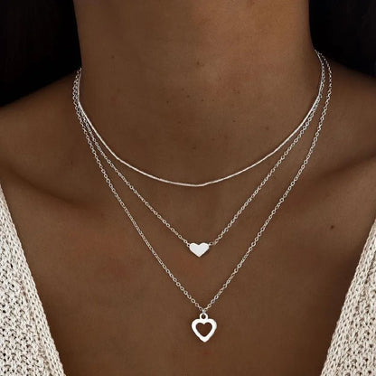 Colar Feminino Prata – Conjunto 3 Peças com Pingente Duplo