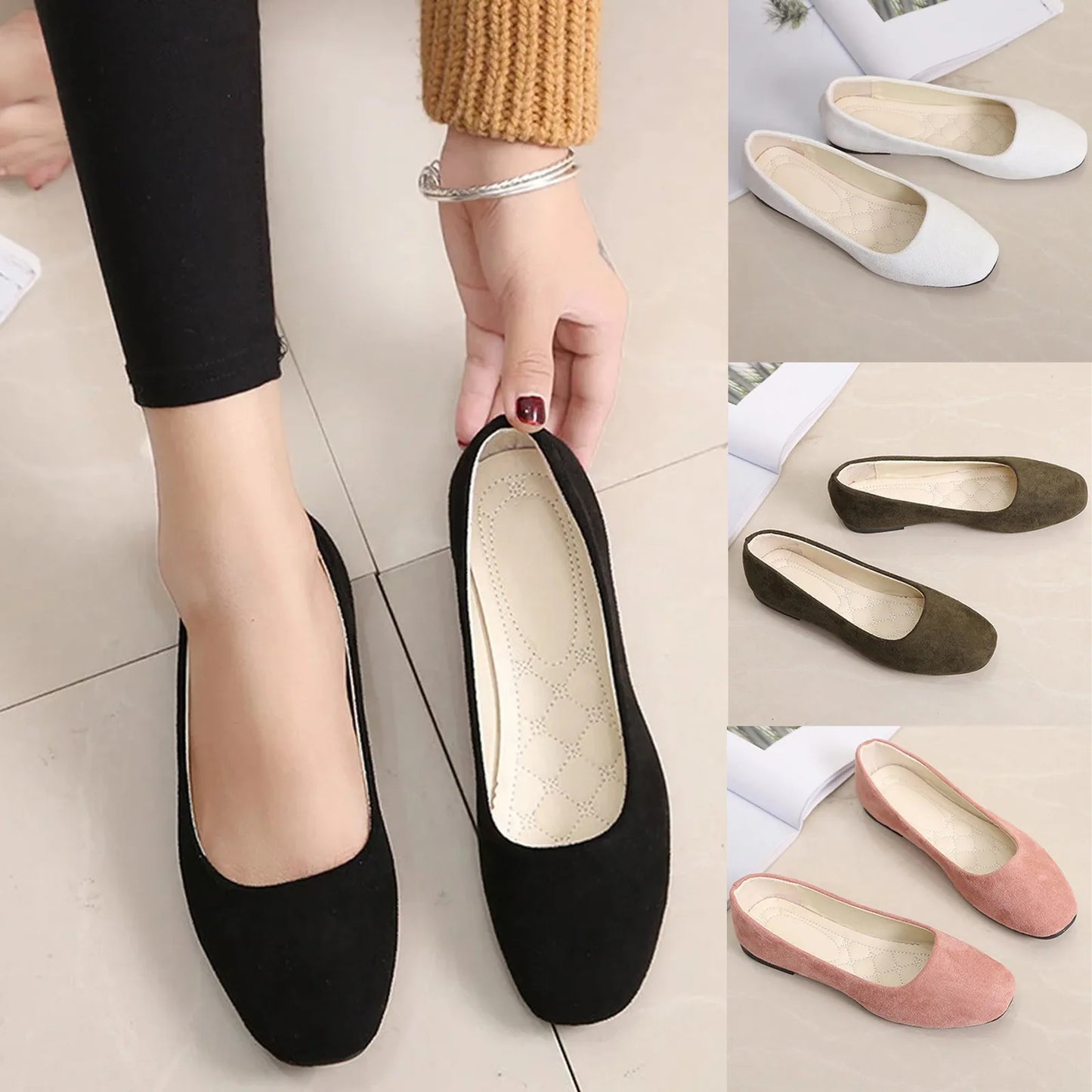 Sapato Feminino Suede Square – Elegância e Conforto
