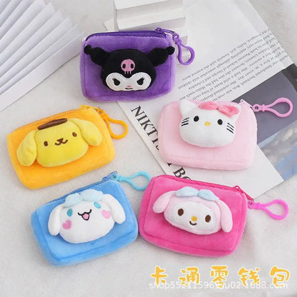 Bolsa de Moedas Hello Kitty – Pelúcia Rosa com Chaveiro