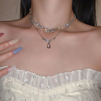 Colar Feminino Prata – Conjunto 3 Peças com Pingente Duplo