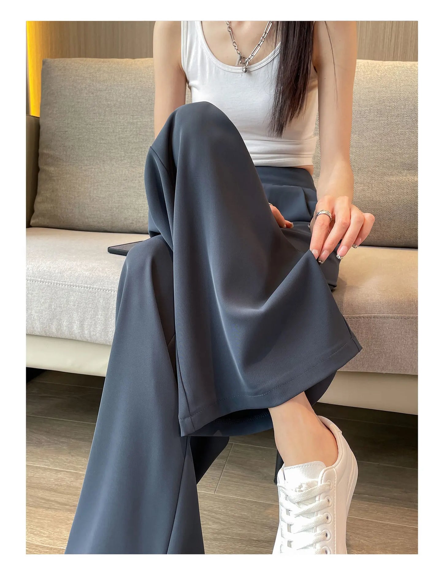 Calça Feminina Pantalona Preta – Alta Cintura e Corte Retilíneo