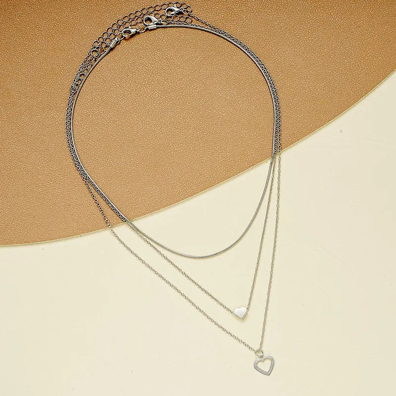 Colar Feminino Prata – Conjunto 3 Peças com Pingente Duplo
