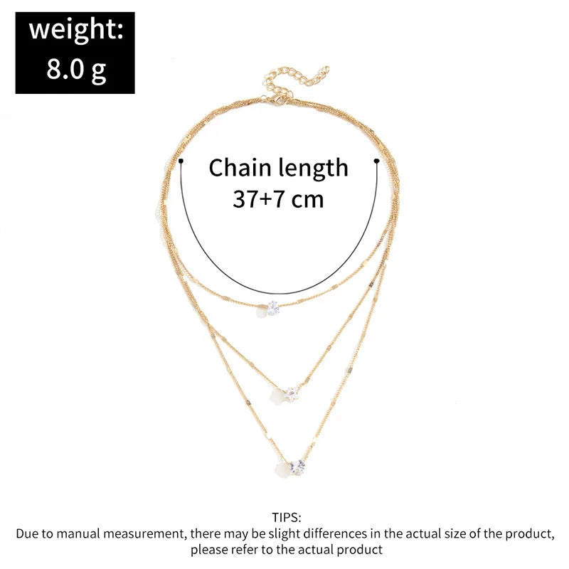 Colar Feminino de Zircônia – Multicamadas e Choker com Pingente Brilhante