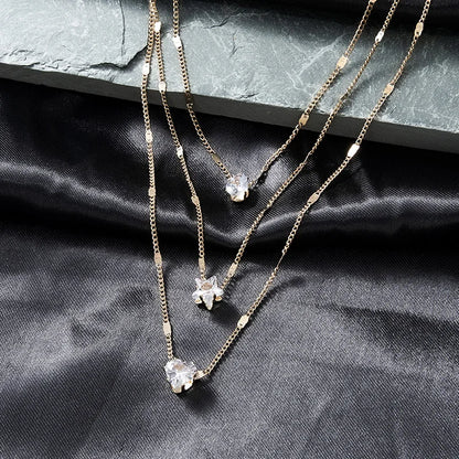 Colar Feminino de Zircônia – Multicamadas e Choker com Pingente Brilhante